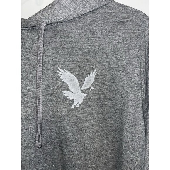 American Eagle Hoodie Men's Large Gray Long Sleeve Tee Shirt Light Weight Pocket - Picture 2 of 7